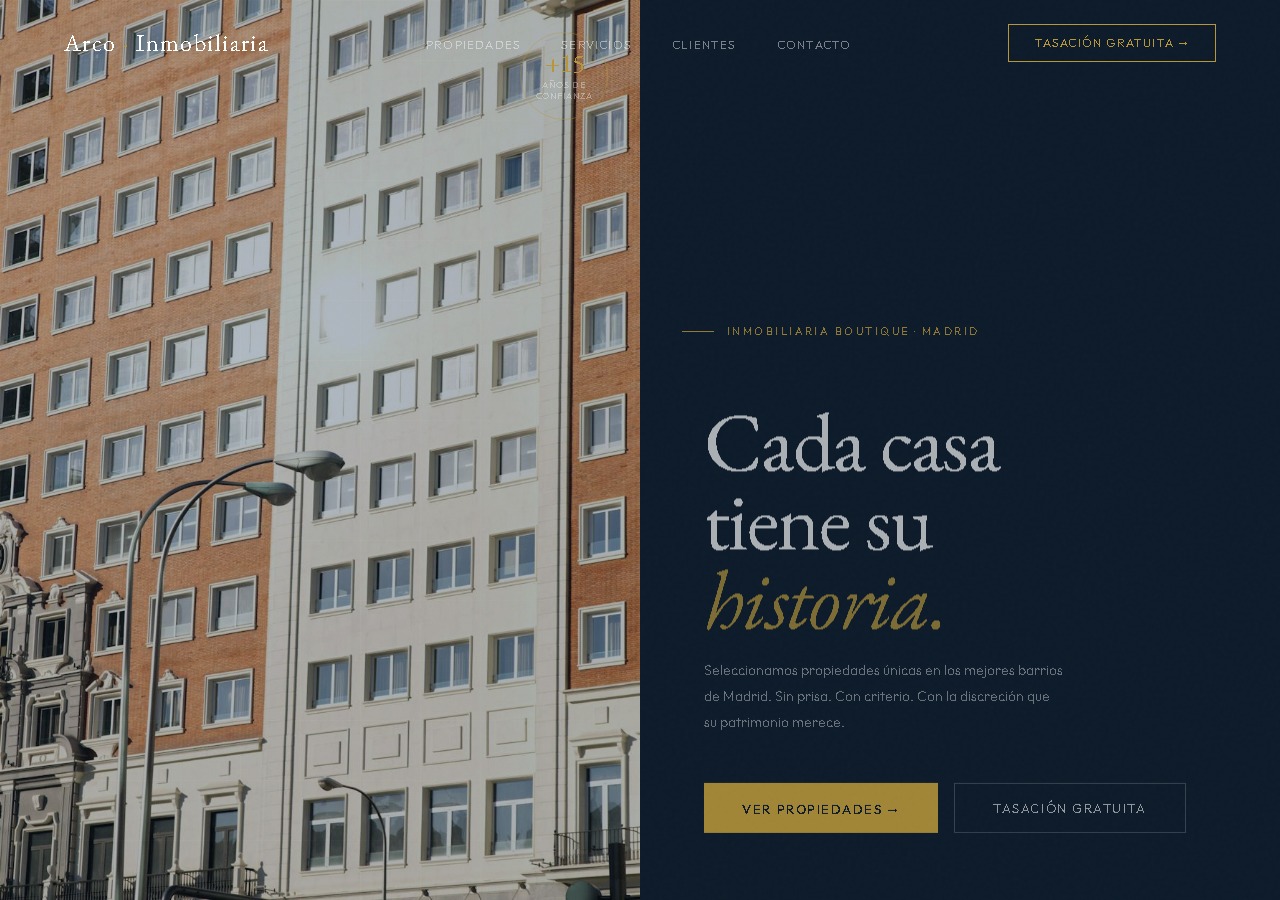 Arco Inmobiliaria Madrid website screenshot